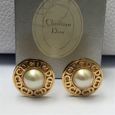 gold christian dior earrings|genuine christian dior earrings.